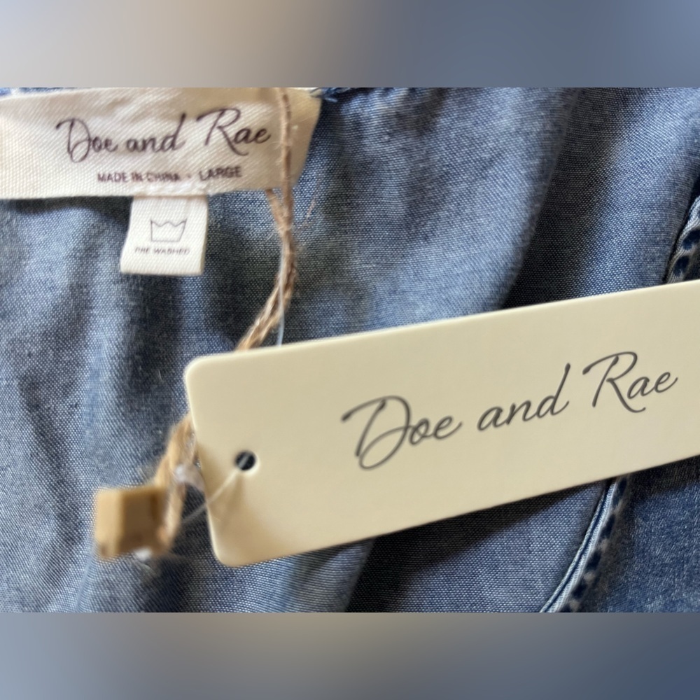 Doe & Rae Drawstring Denim Romper NWT - Picture 4 of 8